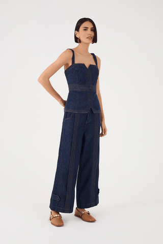 Set Top y Pantalón en Denim Oscuro Dress to