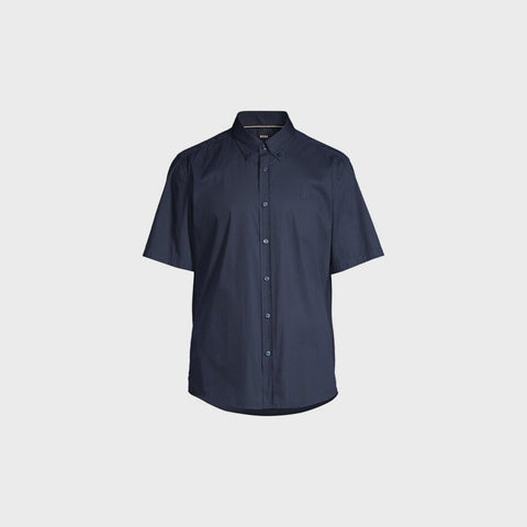 Camisa BOSS de Manga Corta en Algodón - Azul Marino