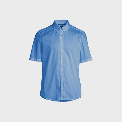 Camisa BOSS de Manga Corta con Cuello Abotonado - Azul Claro