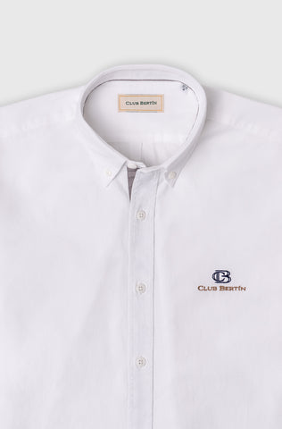 Camisa Club Bertín Mangas Larga de Algodón Twill Con Logo Bordado Regular Fit