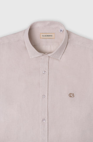 Camisa en Lino Club Bertín Mangas Larga Con Logo Bordado Regular Fit