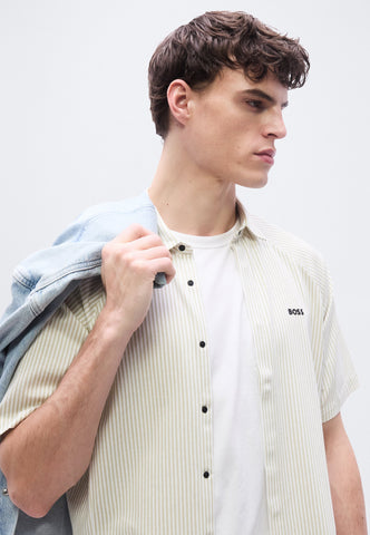 Camisa Mangas Cortas BOSS de Rayas regular fit algodón con Stretch