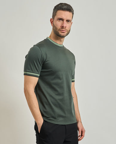 T-Shirt BOSS de algodón mercerizado con ribetes en contraste slim fi
