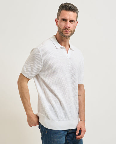 Polo BOSS Hombre Tejido Texturizado Blanco 100% Algodón