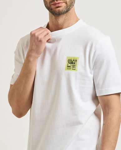 Camiseta BOSS Relaxed Fit de Algodón con Estampado Graphic - Blanco