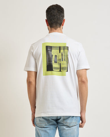 Camiseta BOSS Relaxed Fit de Algodón con Estampado Graphic - Blanco
