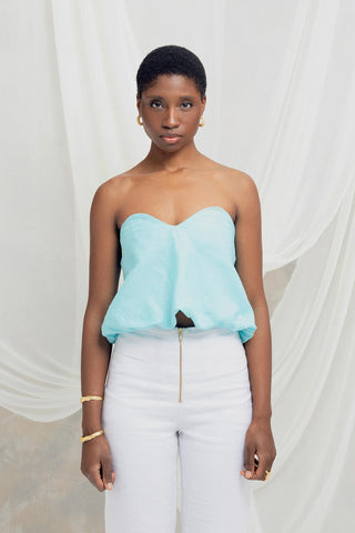 Top Gulia escote corazón en lino Puro