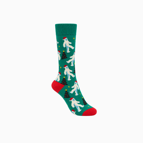 Medias Fun Socks con Estampado Navideño de Yeti – Verde / Rojo
