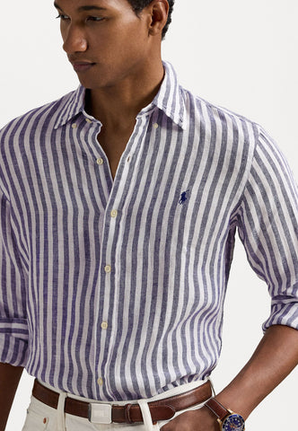 Camisa En Lino de Rayas POLO Ralph Lauren Manga Larga Custom Fit