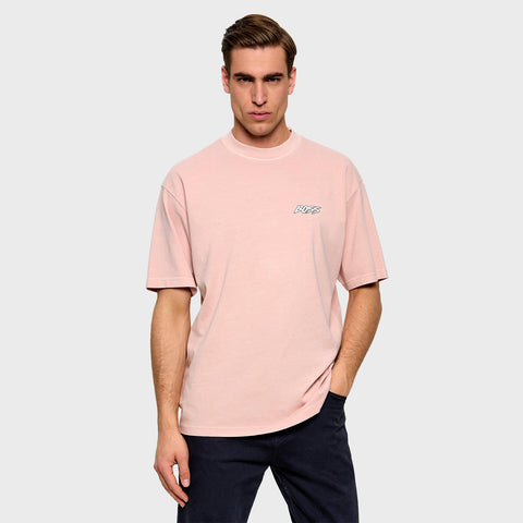 Camiseta BOSS Relaxed Fit en con Logo Bordado - Rosa Claro