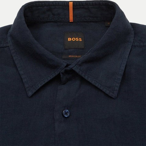 Camisa Boss de lino manga corta Button Down regular fit