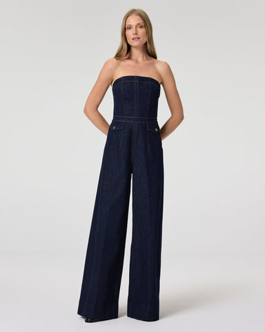 Jumpsuit Paige Francesca en Denim con Stretch Wide Leg