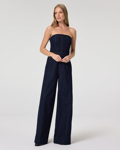 Jumpsuit Paige Francesca en Denim con Stretch Wide Leg
