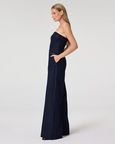 Jumpsuit Paige Francesca en Denim con Stretch Wide Leg