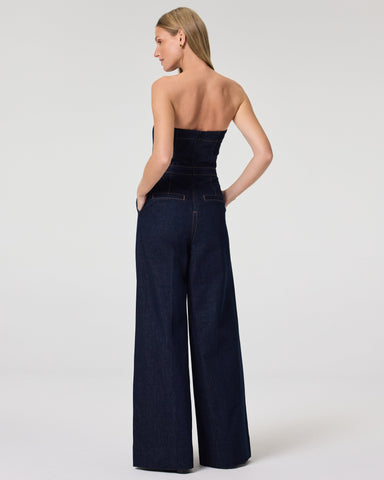 Jumpsuit Paige Francesca en Denim con Stretch Wide Leg
