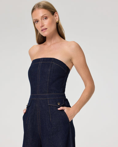 Jumpsuit Paige Francesca en Denim con Stretch Wide Leg