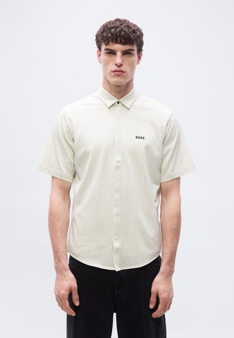 Camisa Mangas Cortas BOSS de Rayas regular fit algodón con Stretch
