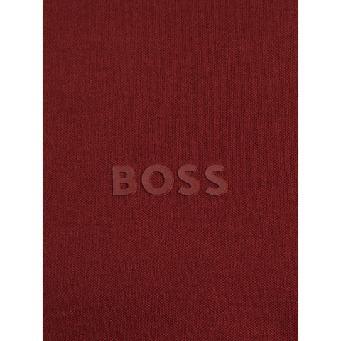 Polo BOSS Slim Fit con Cuello a Rayas – Rojo Oscuro