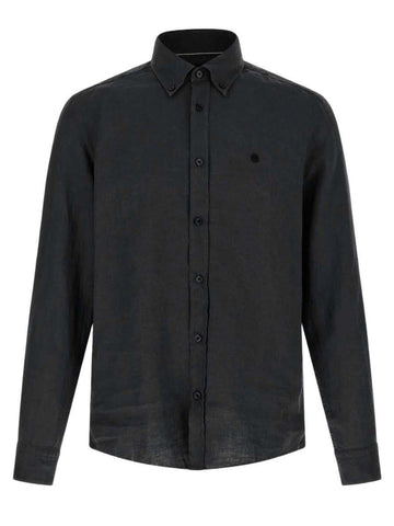 Camisa BOSS en Lino de Regular Fit Button Down - Negro