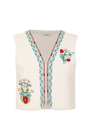 Blusa Agua Bendita Mabel Solstice Bordada en Marfil