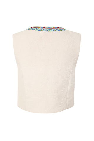 Blusa Agua Bendita Mabel Solstice Bordada en Marfil
