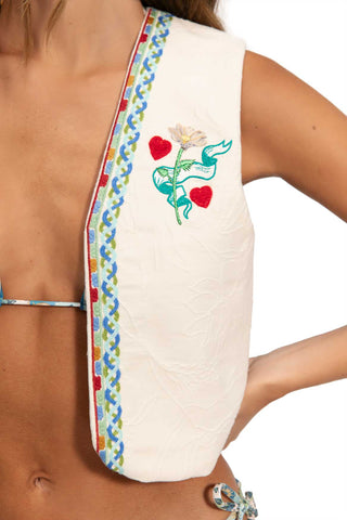 Blusa Agua Bendita Mabel Solstice Bordada en Marfil