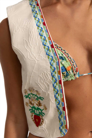 Blusa Agua Bendita Mabel Solstice Bordada en Marfil