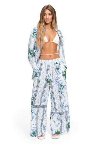 Camisa Agua Bendita Anastasia Ivy Estampado Floral Azul