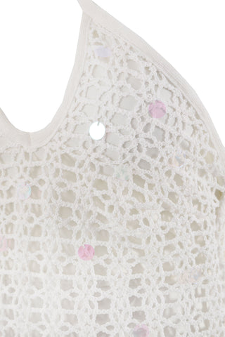 Vestido Agua Bendita Largo Mabe Ivy Tejido Crochet con Lentejuelas