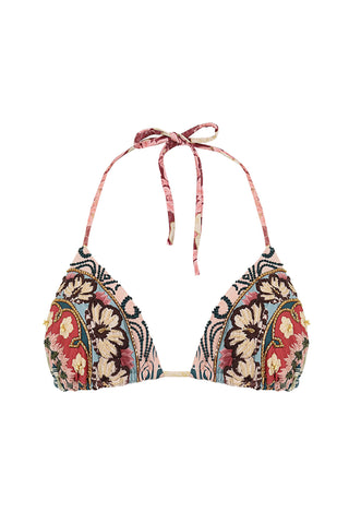 Top Agua Bendita de Bikini Triángulo Lolita Especial Plume con Bordados Artesanales