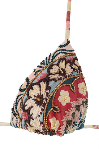 Top Agua Bendita de Bikini Triángulo Lolita Especial Plume con Bordados Artesanales