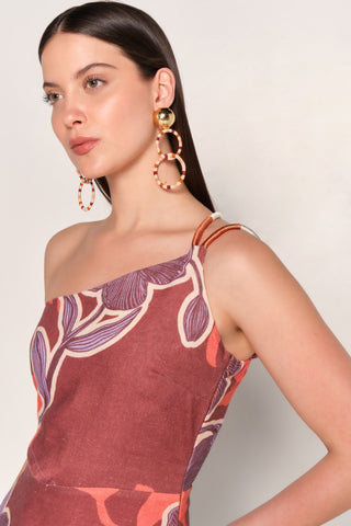 Aretes Simona Solara con Aros Entrelazados – Terracota / Dorado