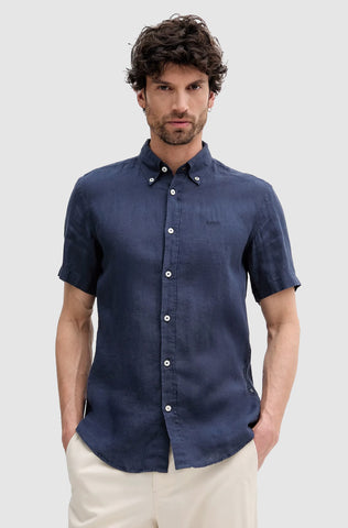 Camisa Boss de lino Manga corta Button Down Slim fit