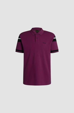 Polo BOSS con Rayas en Mangas en Piqué de Algodón Transpirable Regular Fit