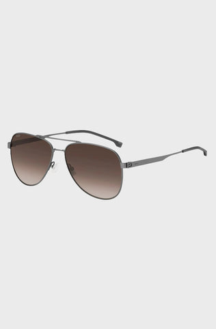 Gafas De Sol Boss Para Hombre En Acero Negro Mate Con Doble Puente