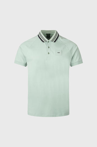 Polo Shirt BOSS Regular Fit de algodón elástico con cuello a rayas