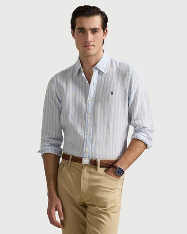 Camisa En Lino de Rayas POLO Ralph Lauren Manga Larga Custom Fit