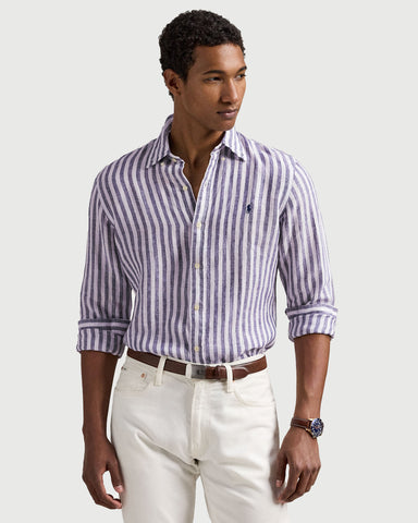 Camisa En Lino de Rayas POLO Ralph Lauren Manga Larga Custom Fit