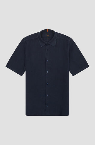 Camisa Boss de lino manga corta Button Down regular fit