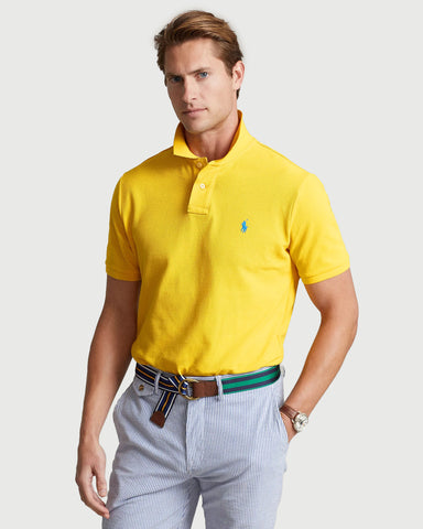 Polo Shirt POLO Ralph Lauren Crema The Iconic Mesh Custom Slim Fit