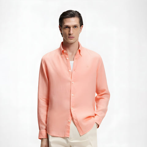 Camisa BOSS en Lino con Monograma Doble b bordado Slim Fit