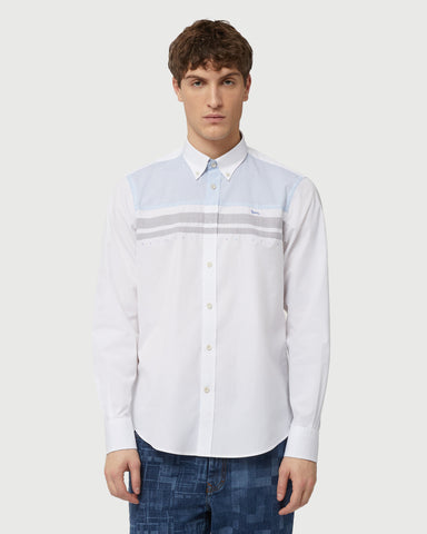 Camisa Harmont & Blaine Poplin Con Bandas Horizontales Regular Fit