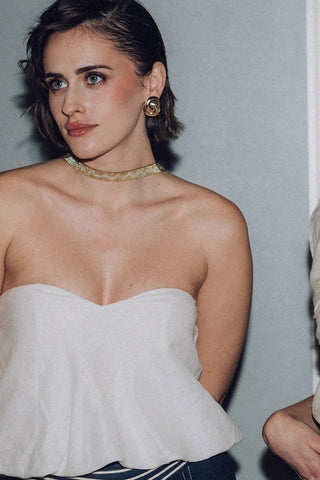 Top Gulia escote corazón en lino Puro