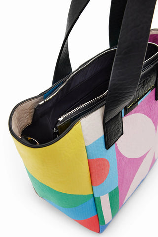 Cartera Desigual Mediana Tipo Shopper Parches Geométricos