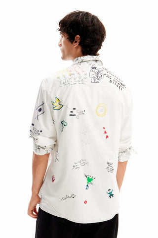 Camisa Desigual Poplin Ilustrada Con Mensajes