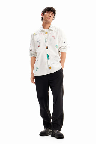 Camisa Desigual Poplin Ilustrada Con Mensajes