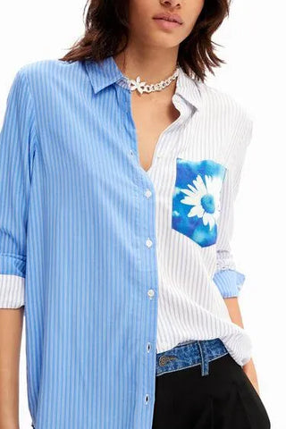 Camisa Desigual Patchwork En Rayas y Flores