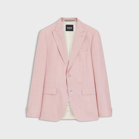 Chaqueta de traje BOSS ONE de corte ajustado en lana, seda y lino - Rosado
