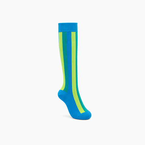Medias Altas Fun Socks con Rayas Verticales – Azul / Verde