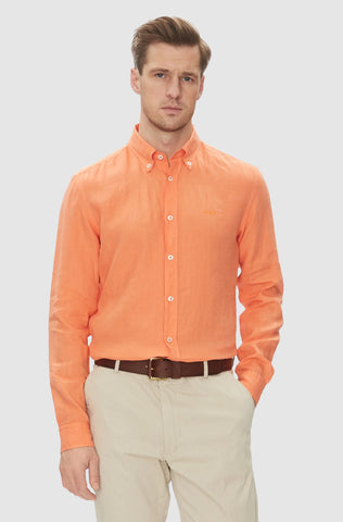 Camisa Boss de Lino Slim fit Con Logo Bordado